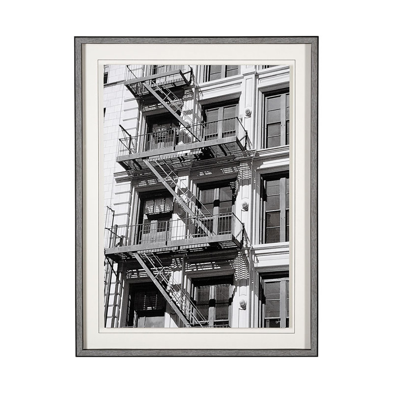 New York Fire Escape by Susan Vizary Photoy Hand Embelished Framed Art Print Matted under Glass