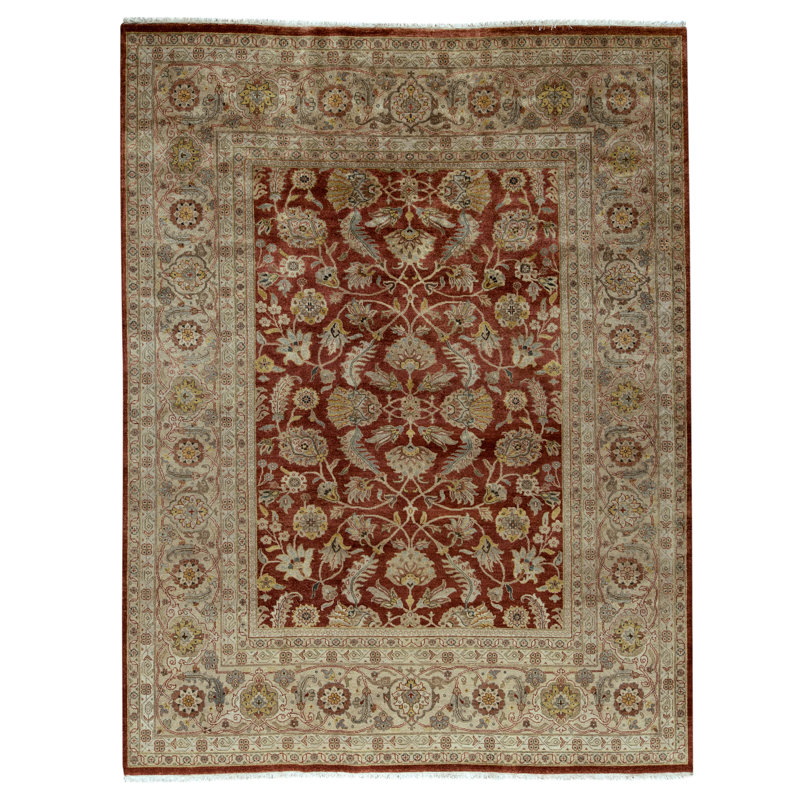 Tapis rouille et doré de haute qualité noué à la main