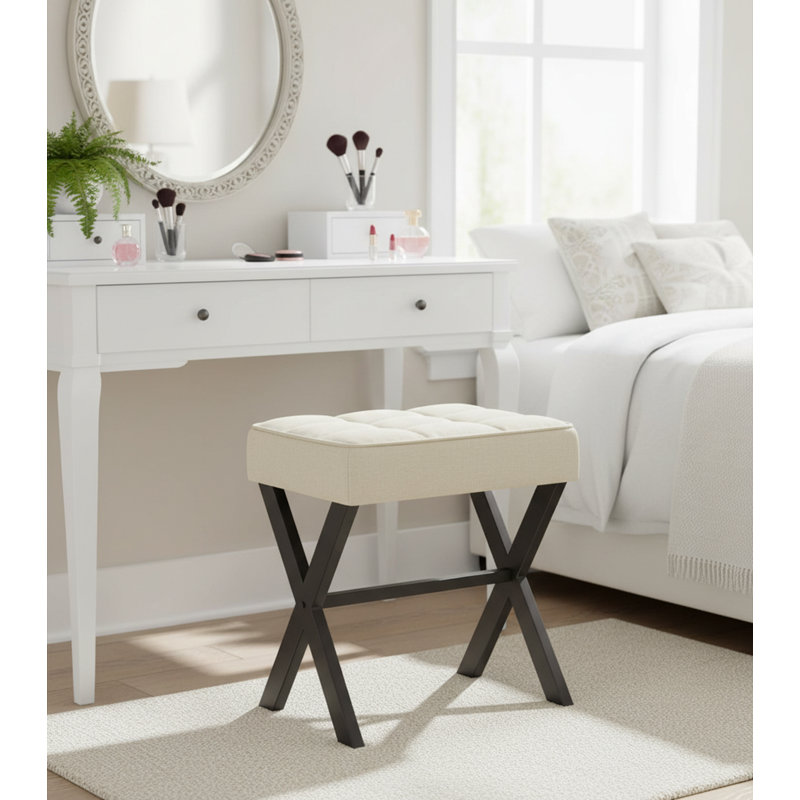 Metal Accent Stool, Beige
