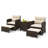 Winston Porter 5 Piece Patio Rattan Furniture With 2 Ottomans & Tempered Glass Coffee Table-1453870414