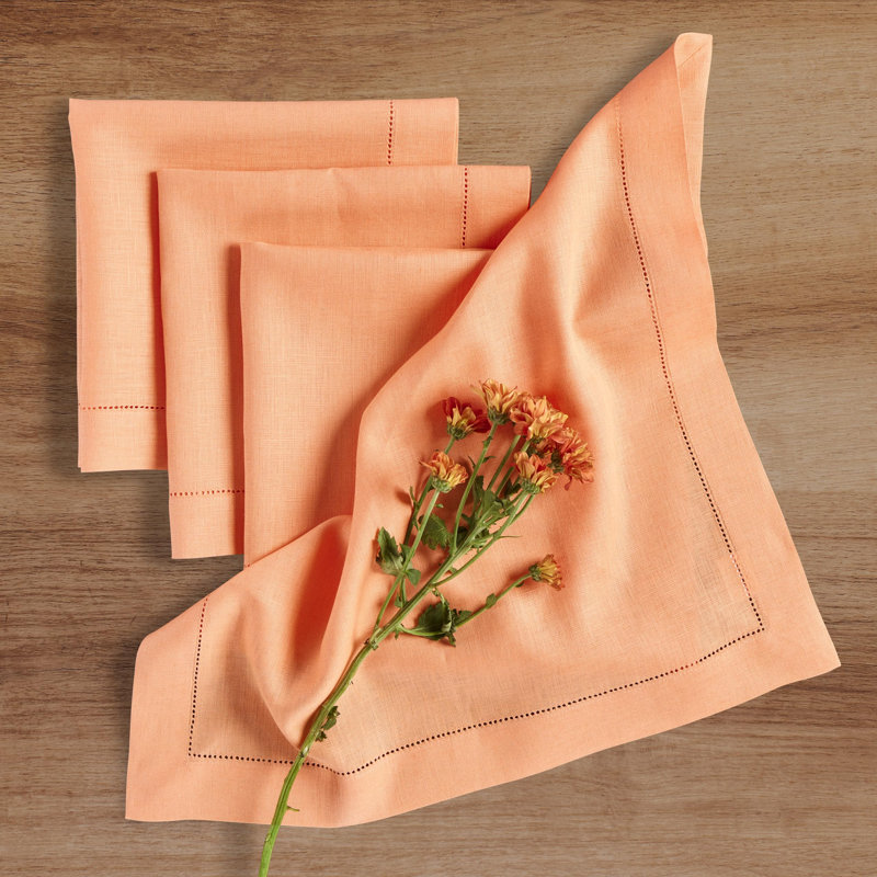100% Pure Linen Hemstitch Dinner Napkins - Classic Hemstitch
