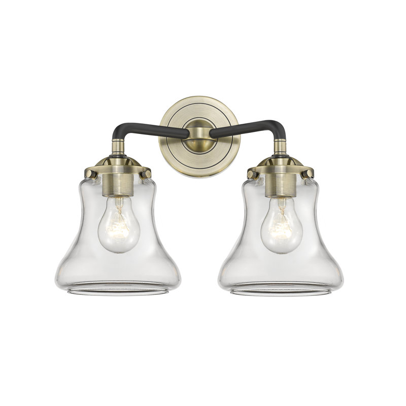 Éclairage pour salle de bain 2 lumières Edda, Laiton antique noir, Incandescent, Transparent