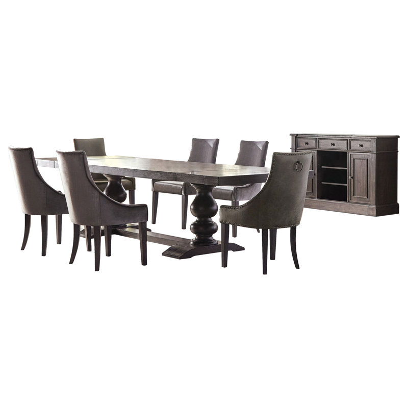 Ensemble de table de salle à manger 8 pièces Terone, 8 pièces: table, 7 chaises