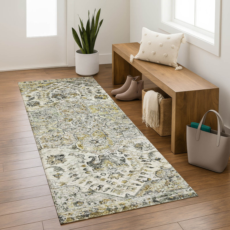 Premium Machine Washable Mayfield AMF2138 global Rug, 2'3" x 7'6" Runner, Beige