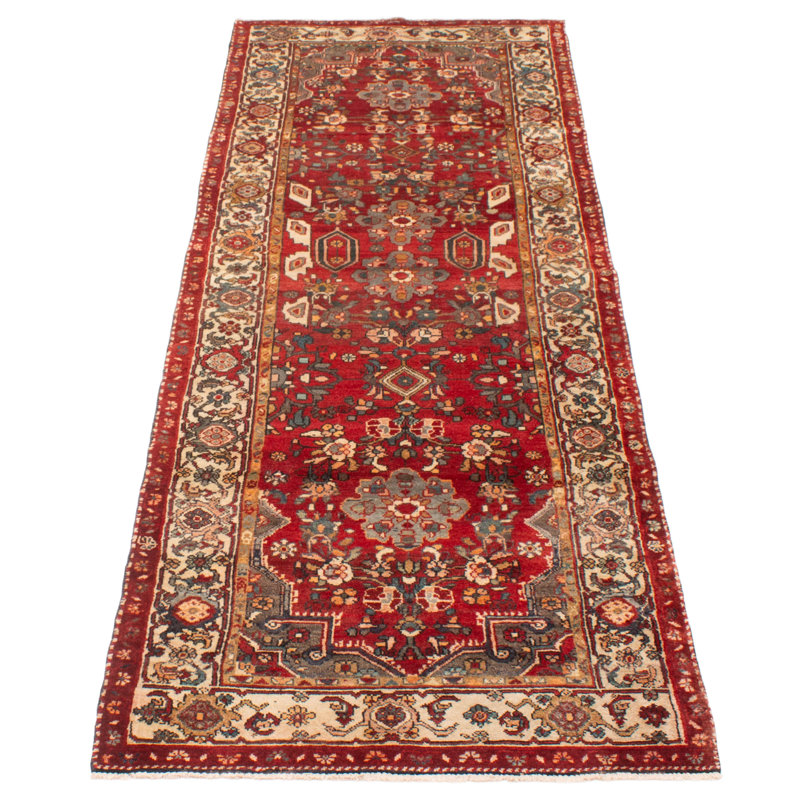 Tapis rouge noué à la main unique 3 pi 10 po x 10 pi 8 po Andelz