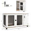 Cage pour chien en noyer, avec compartiment latéral et portes doubles pour chiens de grande taille