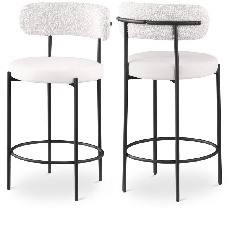 Beacon 26.5'' Counter Stool, Cream Vegan Leather And Boucle Fabric