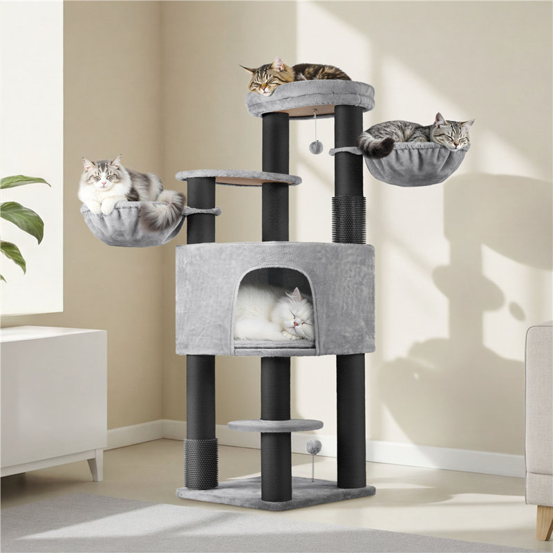160cm H Cat Tree, Light Grey/Black