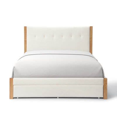 Grand lit plateforme en bois massif avec tiroirs de rangement Lunara Vault Upholstery