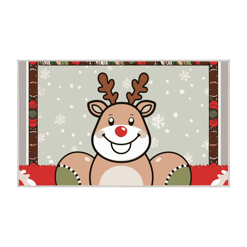 Tapis de vacances d'hiver de Noël lavable The Holiday Aisle®, Rectangulaire 8 pi x 10 pi