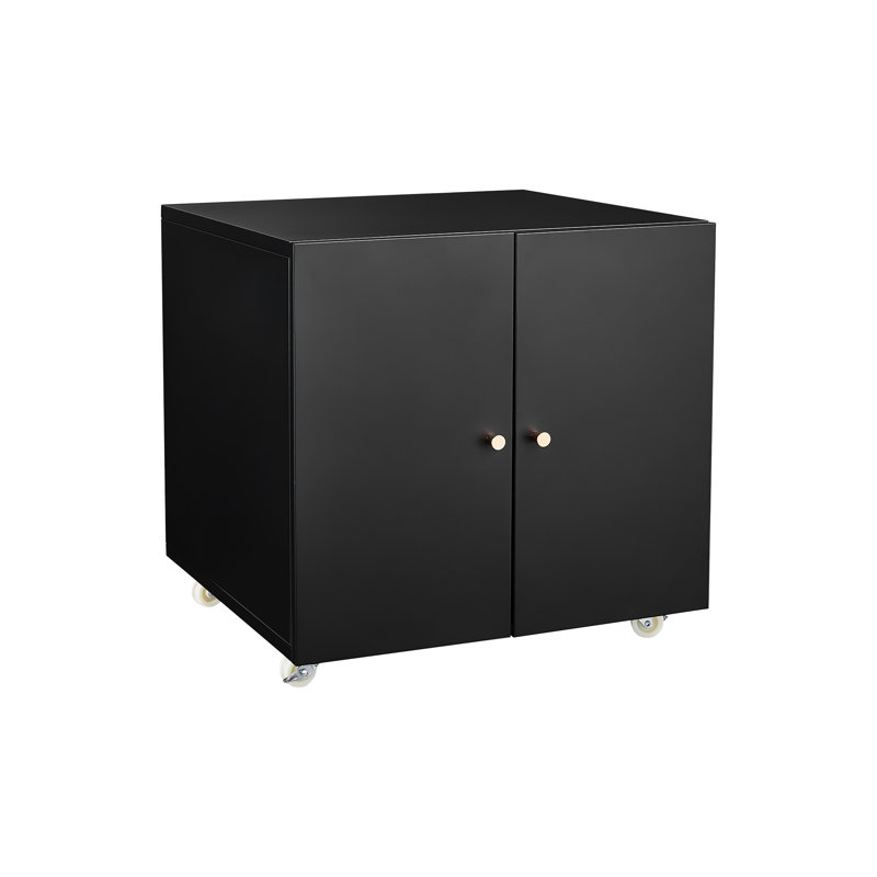 Ottobert 2 Door Office Copier Cabinet - Mobile File Stand With 360 Rotating Wheels And Magnetic Suction Heavy-Duty Black Adjustable Partition Metal Handle
