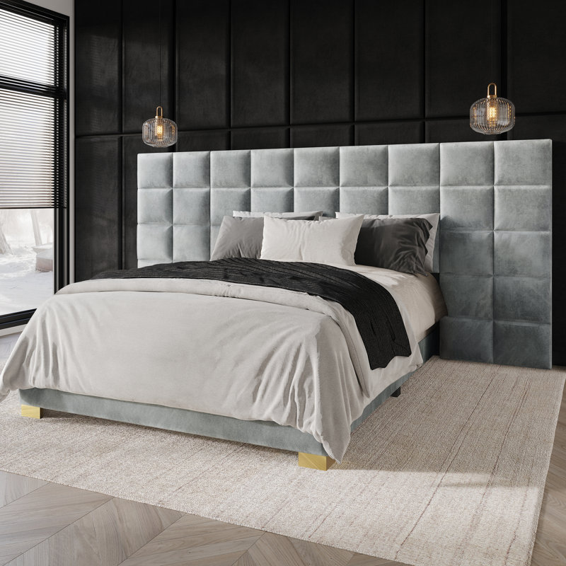 Caryll Upholstered Unfinished Standard Bed, King, Silver Gray