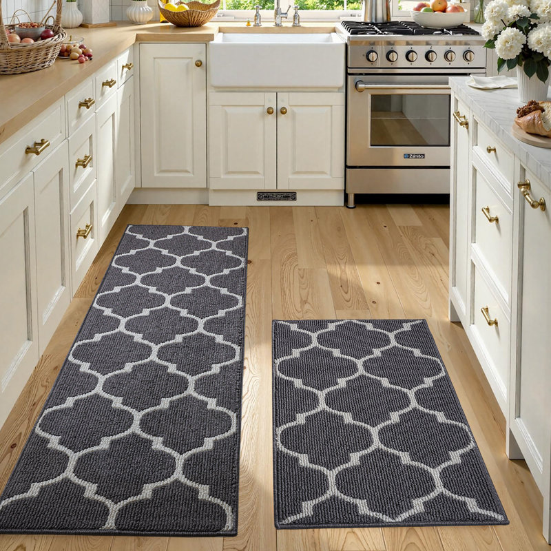 Tapis de cuisine 2 pièces antidérapant et antidérapant, Tapis de couloir 20 po x 31 po + Tapis de couloir , Gris