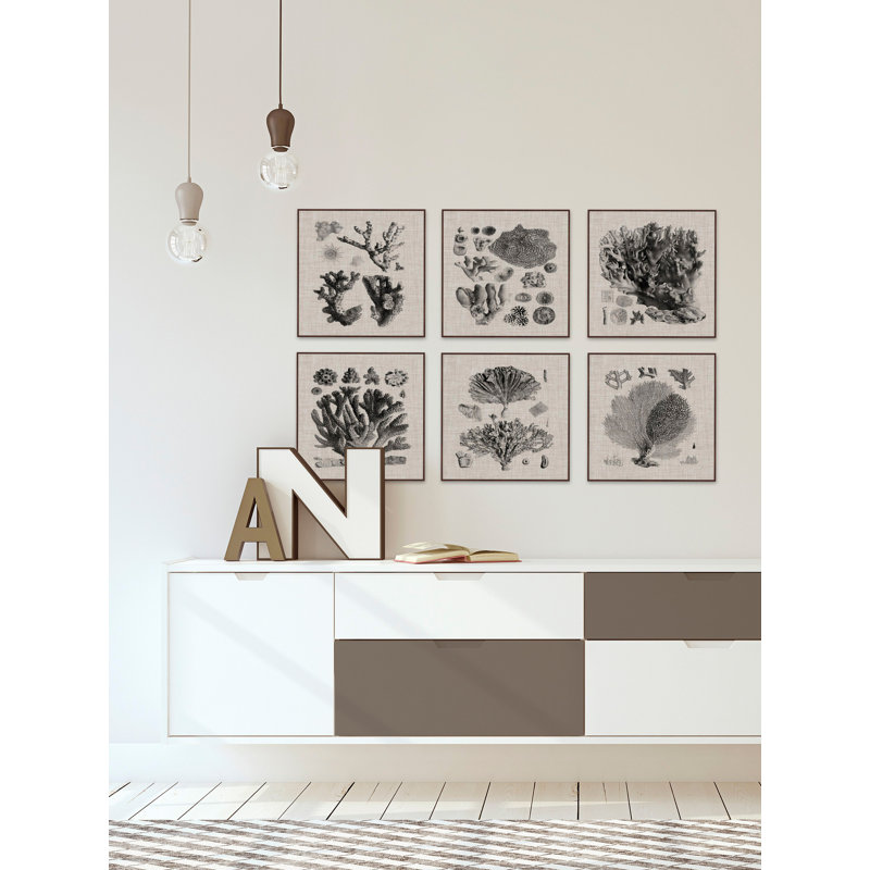 « corail spécimen ii hexaptych »-6 pièces, impression sur toile, H 40 po x l 40 po x L 1,5 po