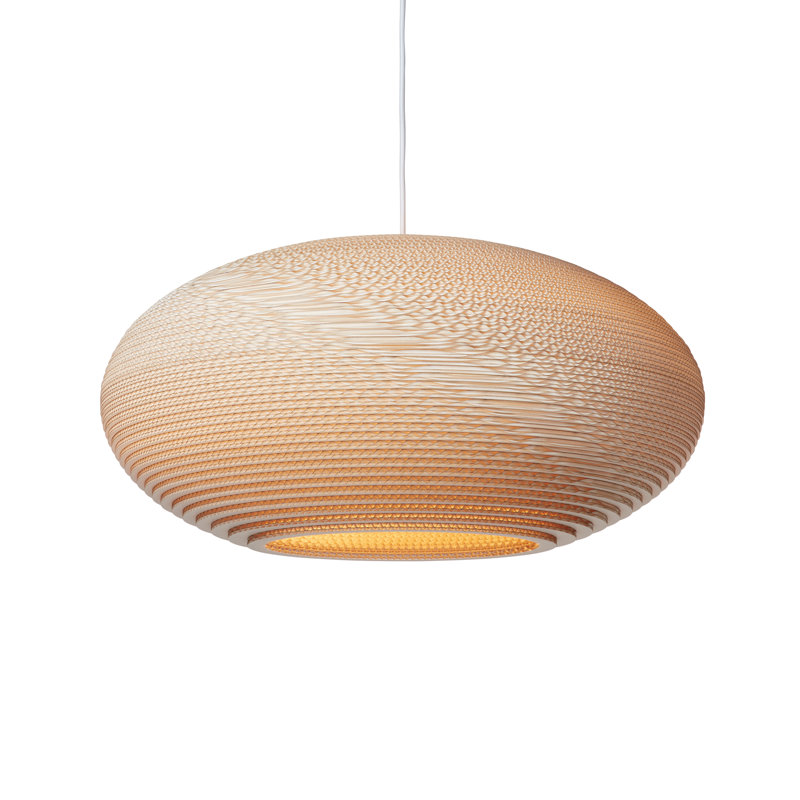 Scraplights Recycled Cardboard Pendant Light - Disc, 9" H x 20" W x 20" D, Blonde