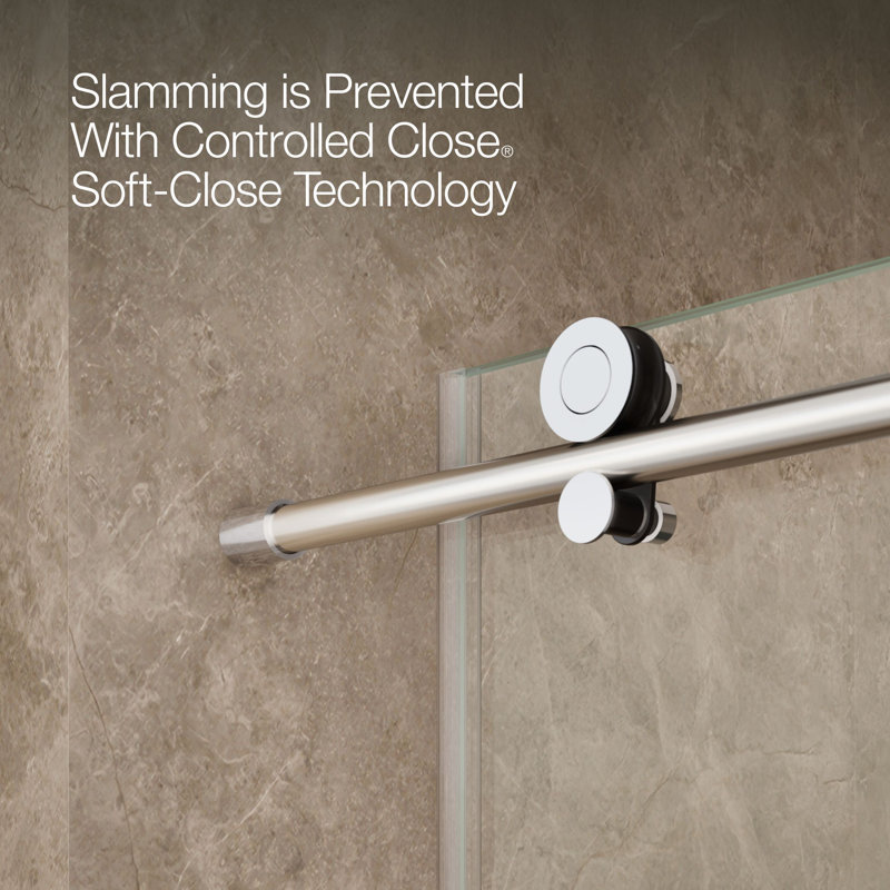 Composed Sliding Shower Door, 78 In. H X 56-1/8 - 59-7/8 In. W, With 3/8 In. Thick Crystal Clear Glass, silver