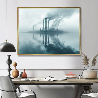 Monochromes gris électrique centrale paysage I - centrales électriques Wall Living Room