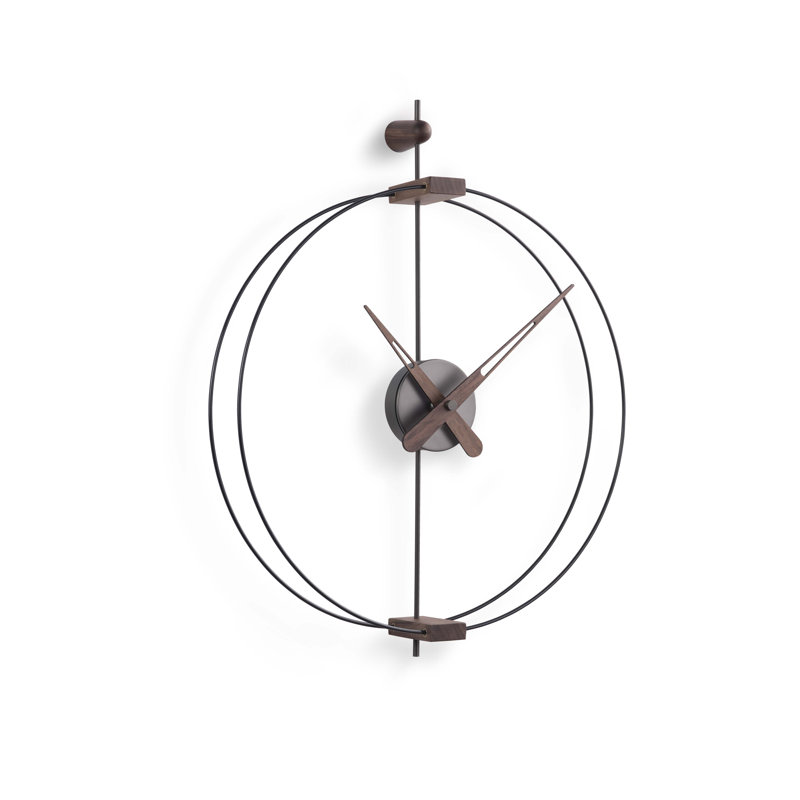 Barcelona Wall Clock, Black/Graphite/Walnut