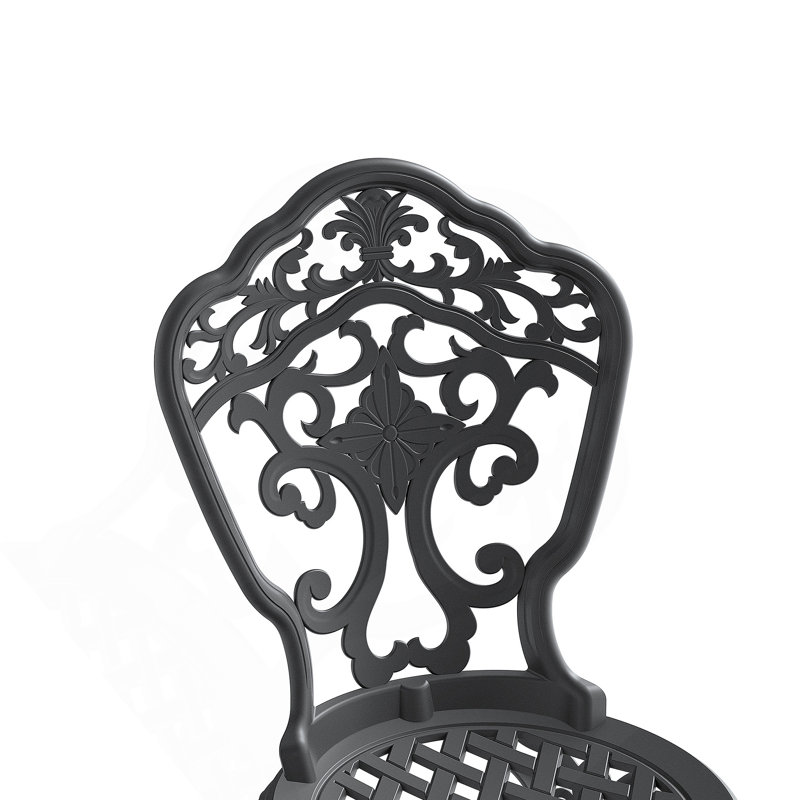 Chaise de patio en fonte d'aluminium 6 pièces avec cadre noir, 6