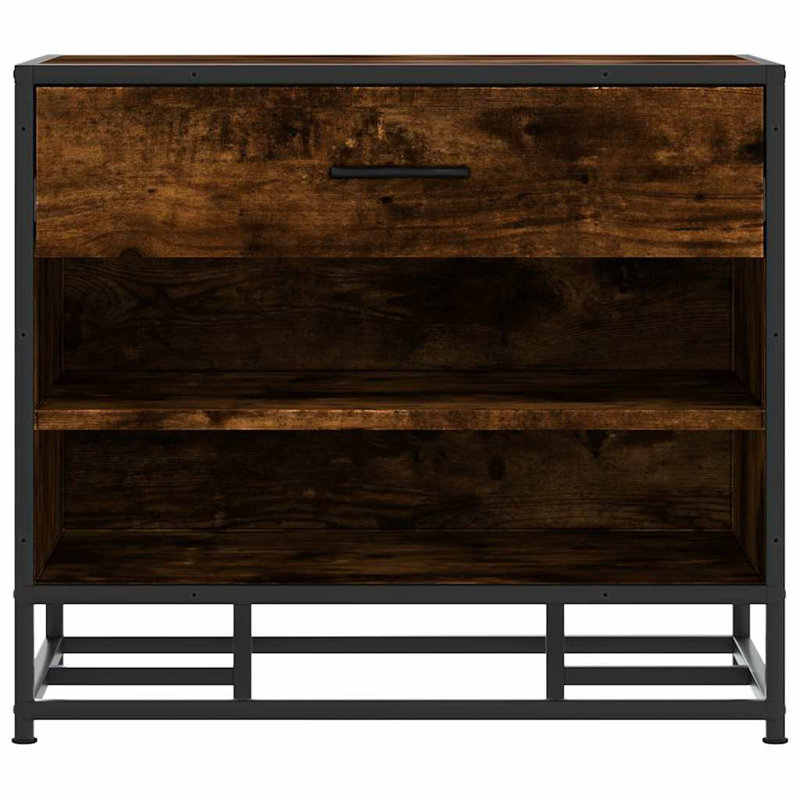 4 Pair Shoe Storage Bench, Smoked Oak