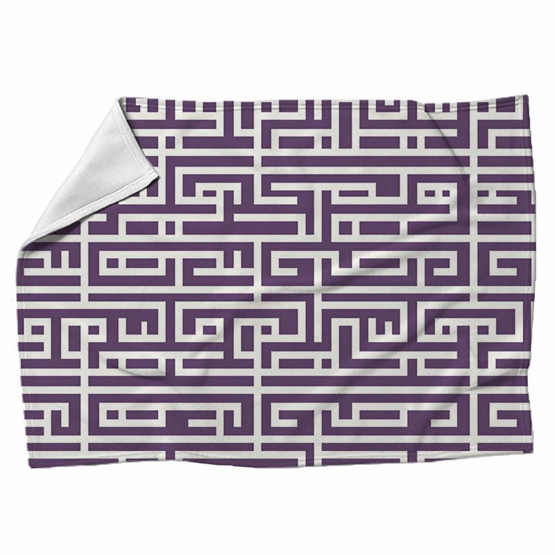 Machine Printed Throw Blanket, Geometric, Twin, Purple/Silver