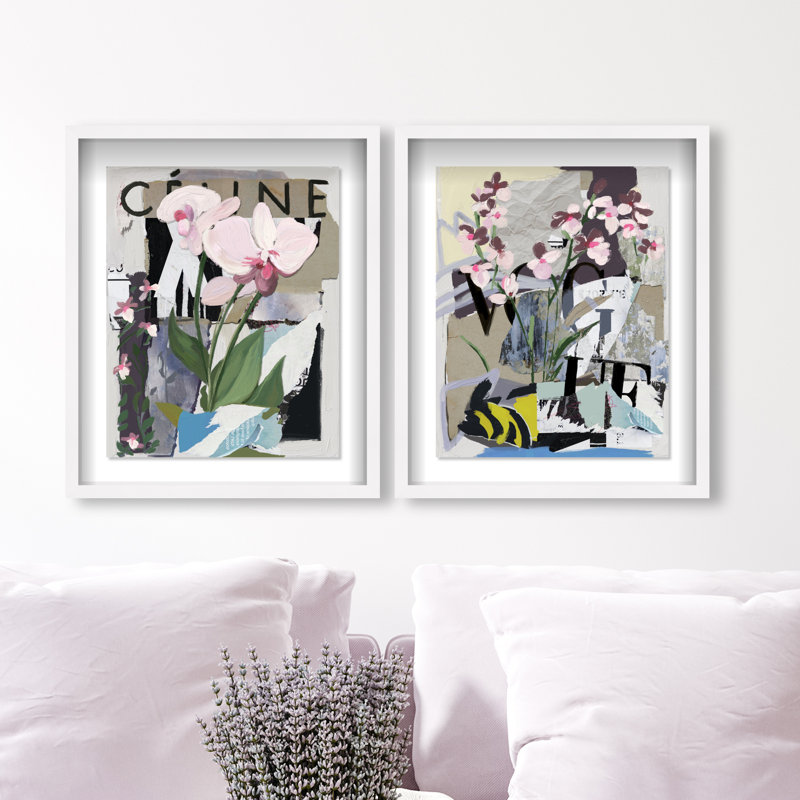 Fine Art Fashion Set Shadowbox Floral & Botanical Print by Oliver Gal, Black Frame, 16 x 20, 17.5"H x 21.5"W, White Shadowbox