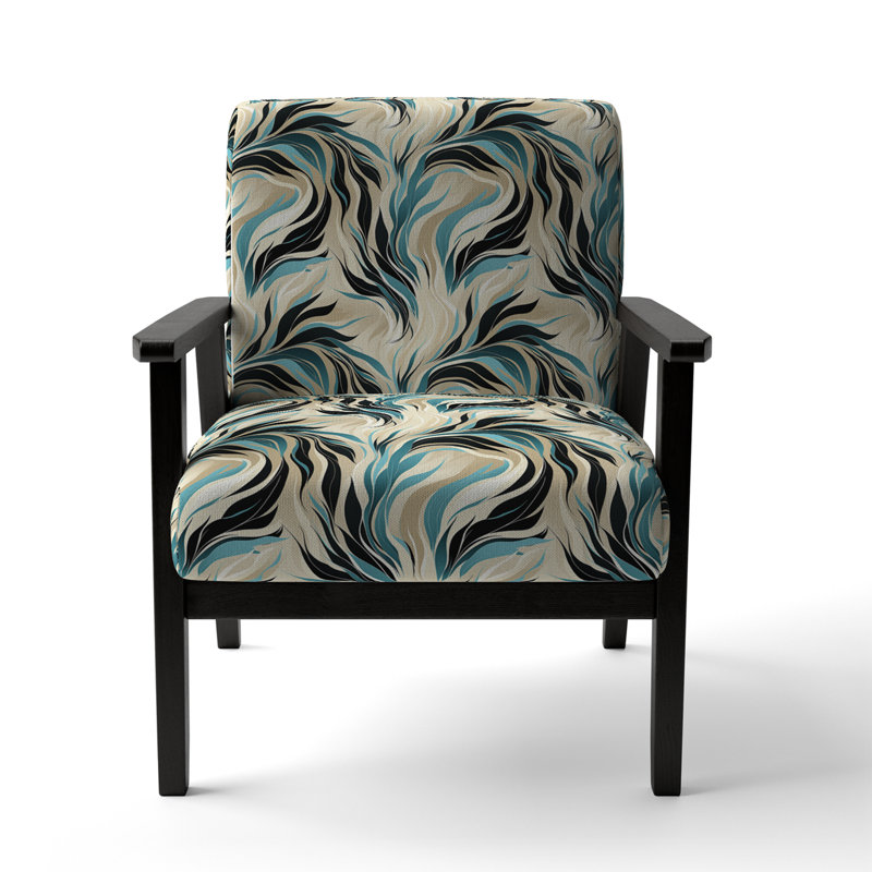 Fauteuil d'appoint rembourré en velours bleu sarcelle et crème Natures Whispers