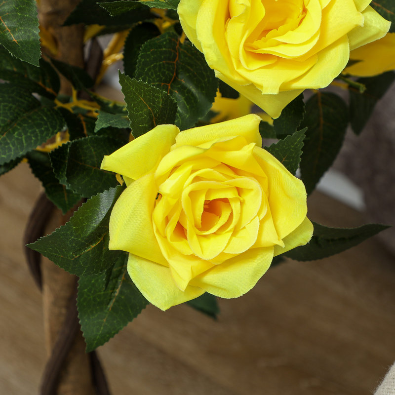 90cm Faux Rose Tree Plant in Pot, Yellow