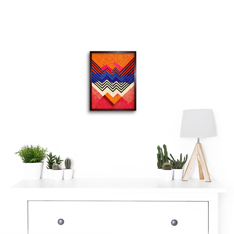 Memphis Design Geometric Retro Abstract - Print, Brown Framed Paper, 25.9cm H x 20.6cm W