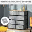 Commode de rangement 9 tiroirs pour chambre à coucher: commode chêne et gris. Spacieux, pliable, stable avec structure en acier et tiroirs de commode à surface en bois: pour la chambre à coucher. Vaste espace, fabrication sécuritaire