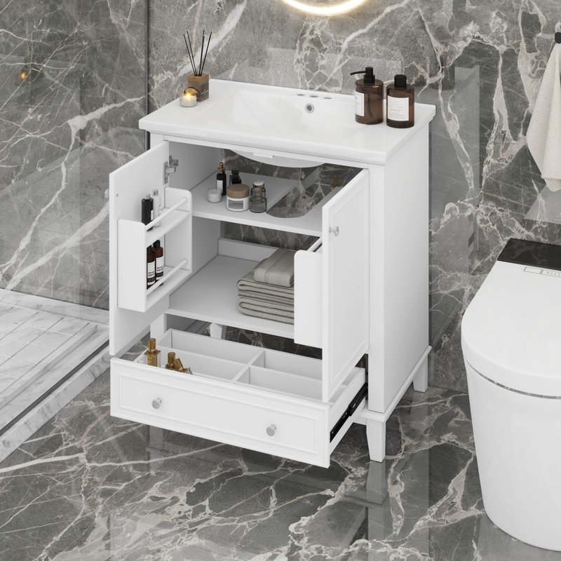 Ensemble de meuble-lavabo 30 po avec lavabo, portes et tiroir, Blanc