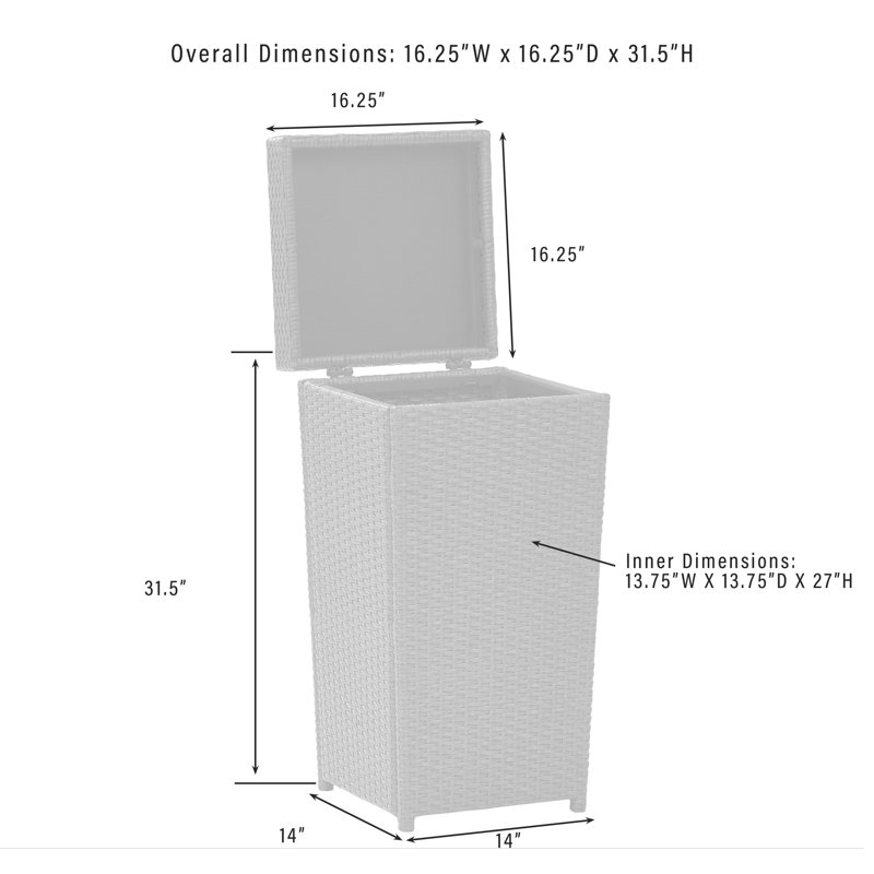 Wicker Manual Lift Outdoor Trash/Recycling Bins - 35 Gallons