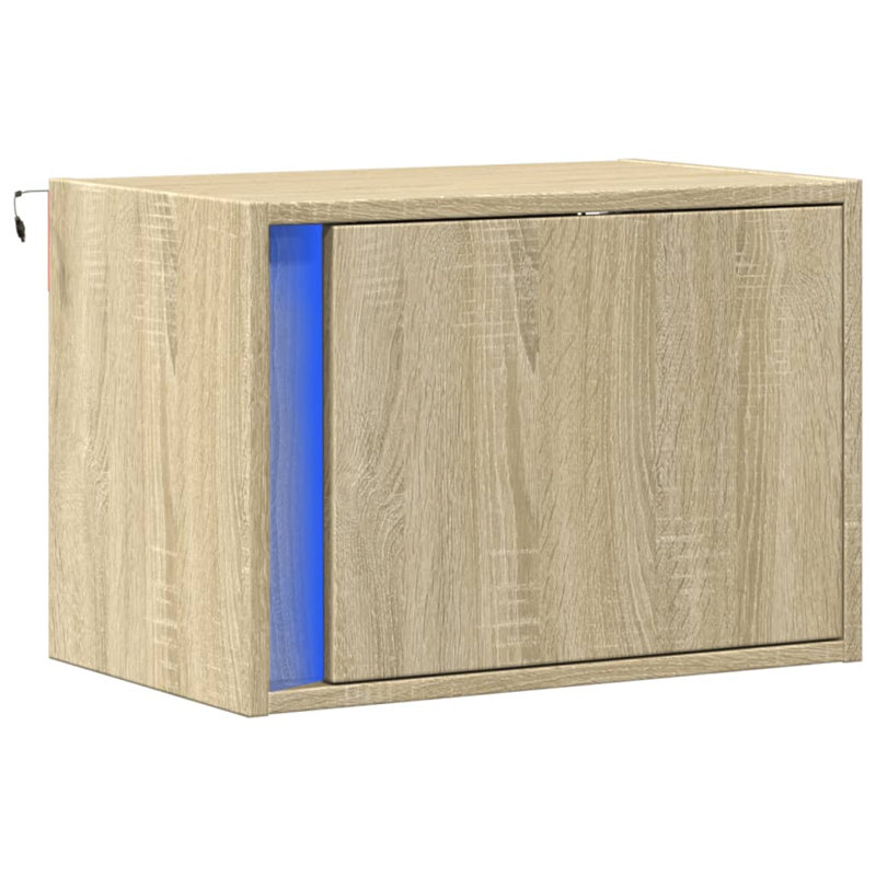 Daryana 50cm W Manufactured Wood Bedside Table, Sonoma Oak