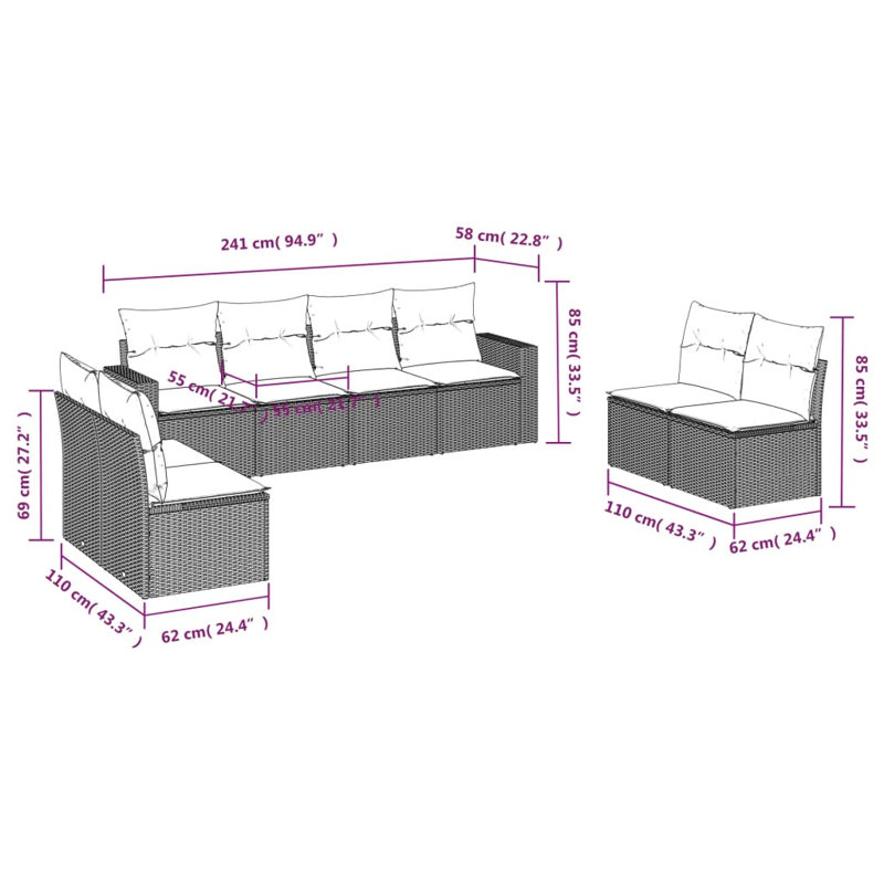 Ensemble de canapé de jardin Vidaxl
