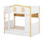 Lit superposé House avec tablettes de rangement et lit gigogne escamotable, structure de lit mezzanine en bois massif avec garde-corps de sécurité-124896469