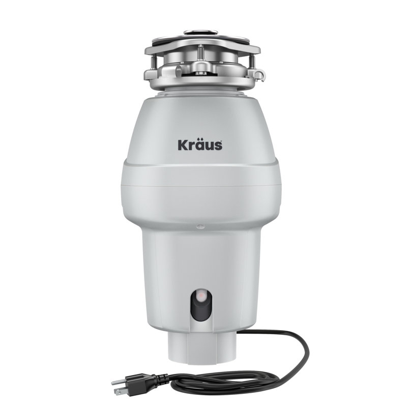 KRAUS Wasteguard Continuous Feed Garbage Disposal With Ultra-Quiet Motor For Kitchen Sink With Power Cord And Flange Included