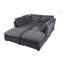 Canapé modulaire modulaire, ensemble de canapé en tissu de lin avec repose-pieds convertible, canapé en forme de U-594914379
