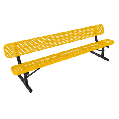 Banc, jaune texturé, perforé, 2,44 m, avec dossier, portable