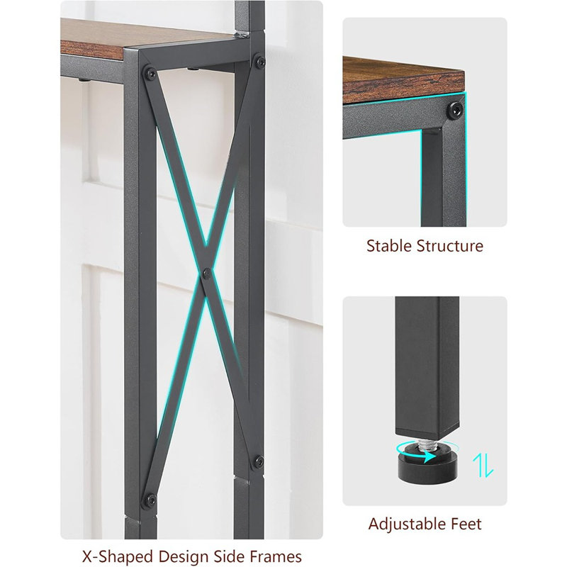 5.9" Narrow Console Table With Led Light And Charging S...