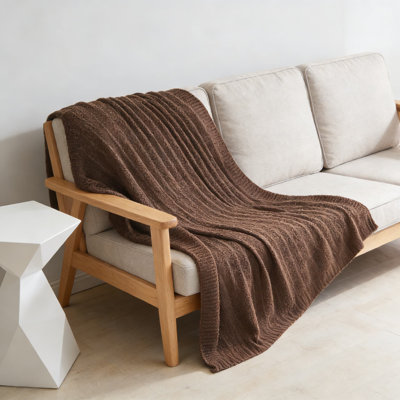 Soft Knit Throw Blanket For Couch And Bed, Lightweight Cozy Acrylic Yarn Blanket With Classic Stripe Pattern For Living Room, Sofa, And Home Decor