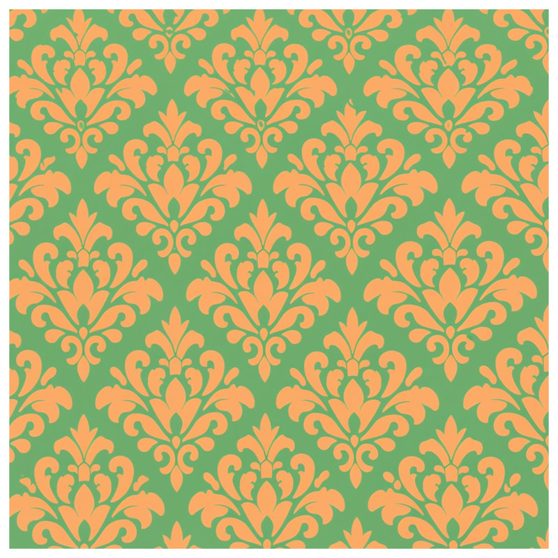 Édredon damassé orange et vert, Twin