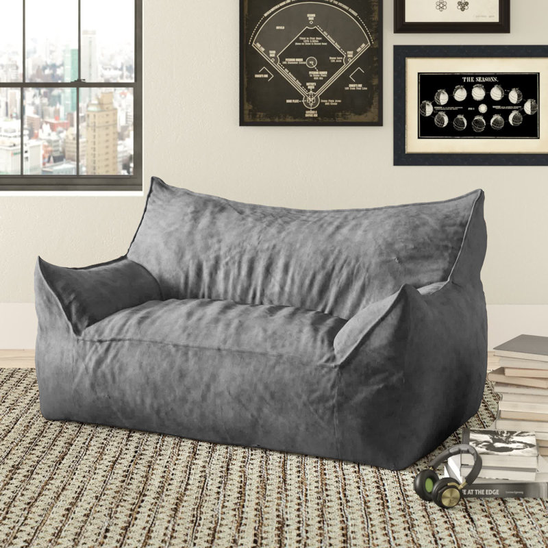 Big Joe Imperial Bean Bag Sofa, Gray Union 100% Polyester, 34" H x 47" W x 45" D