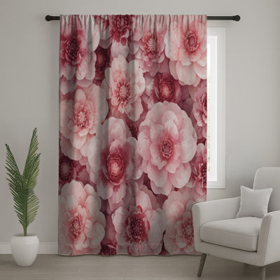 Rideaux de fenêtre en pivoine rose