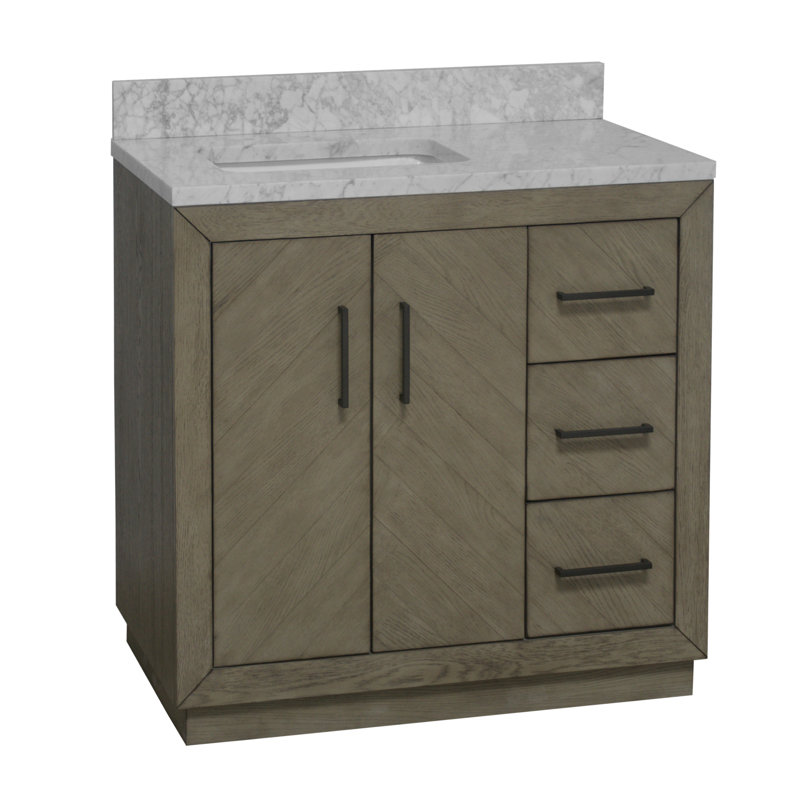 Ensemble de meuble-lavabo simple l 36 po x P 22 po x H 36 po Sadelle, Chêne gris