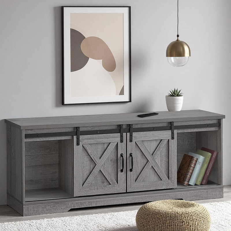 Meuble télé 60 pouces Modern Farmhouse, Gris