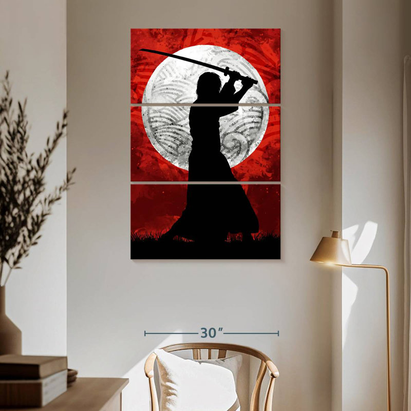 Leisha Samurai Moon Red, 65" H x 42" W