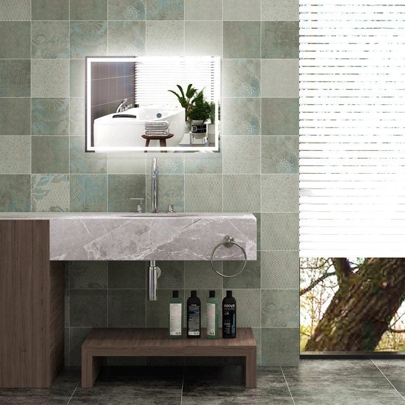 Dimmable Bathroom Mirror With LED Lights, 3 Colors & Memory Function
