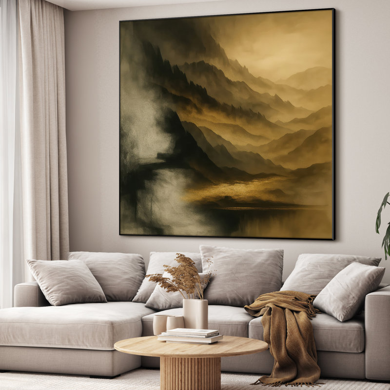 Extra Large Wall Art Fabric Print - Abstract Landscape Netural Modern Artwork Artwork Decor for Living Room or Bedroom - "Frame Assembly Required (Unfinished Frame)"