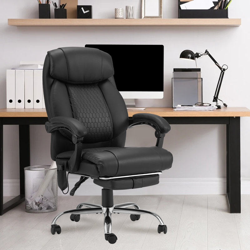 Executive Office Chair with Adjustable Height, Heat, and Massage Features –  for Ultimate Comfort and Support During Long Work Hours, Black