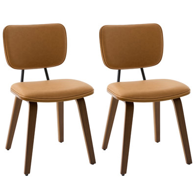 Faux Leather Upholstered Side Chair Dining Chair And Walnut Wood Finish